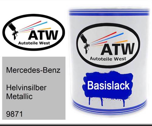 Mercedes-Benz, Helvinsilber Metallic, 9871: 1L Lackdose, von ATW Autoteile West.